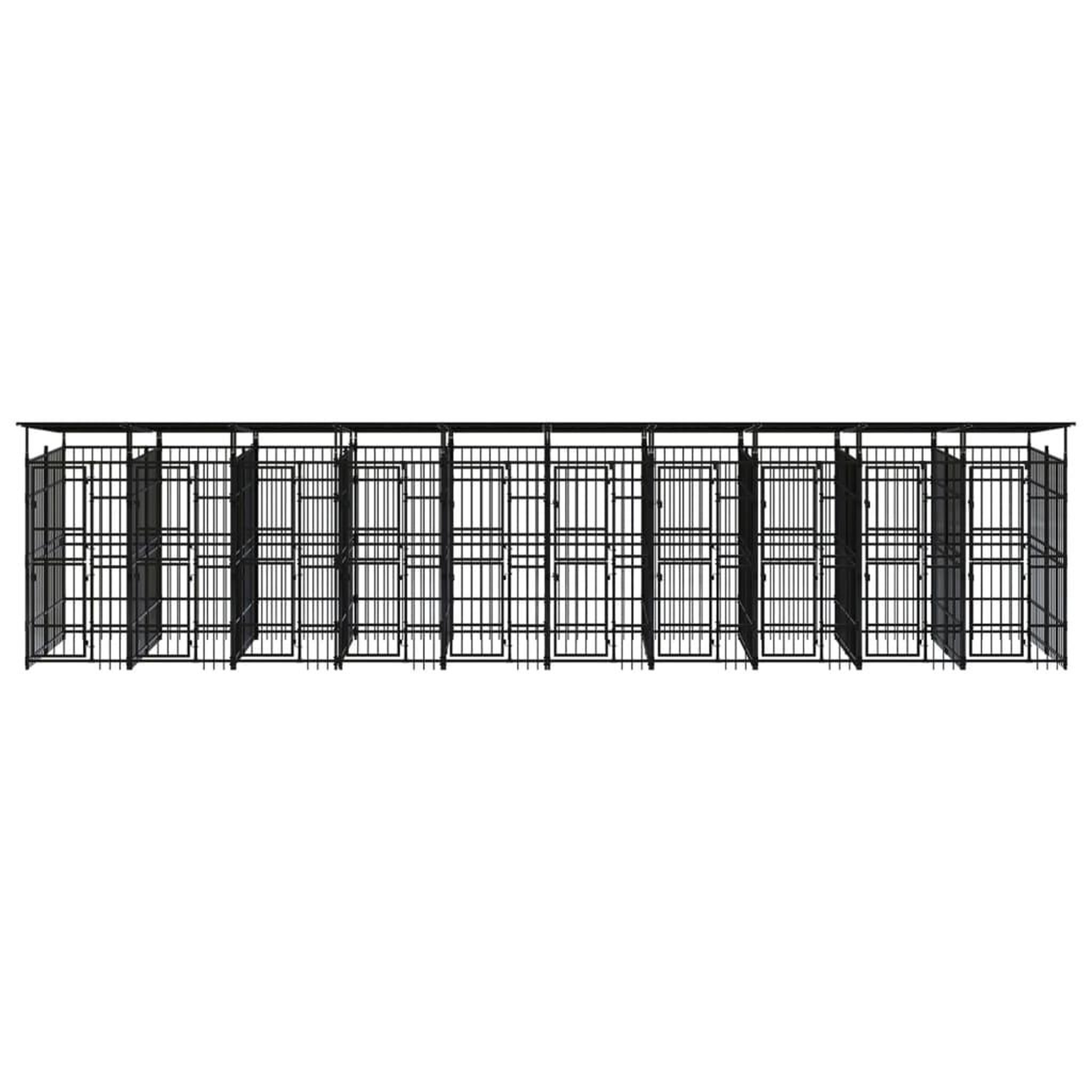 Voir la diapositive 2 : VIDAXL Chenil d'exterieur avec toit pour chiens Acier 18,43 m²