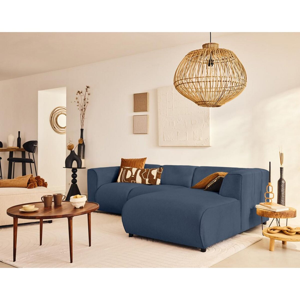 LISA DESIGN Suaro - canapé modulable d'angle droit 4 places en tissu texturé