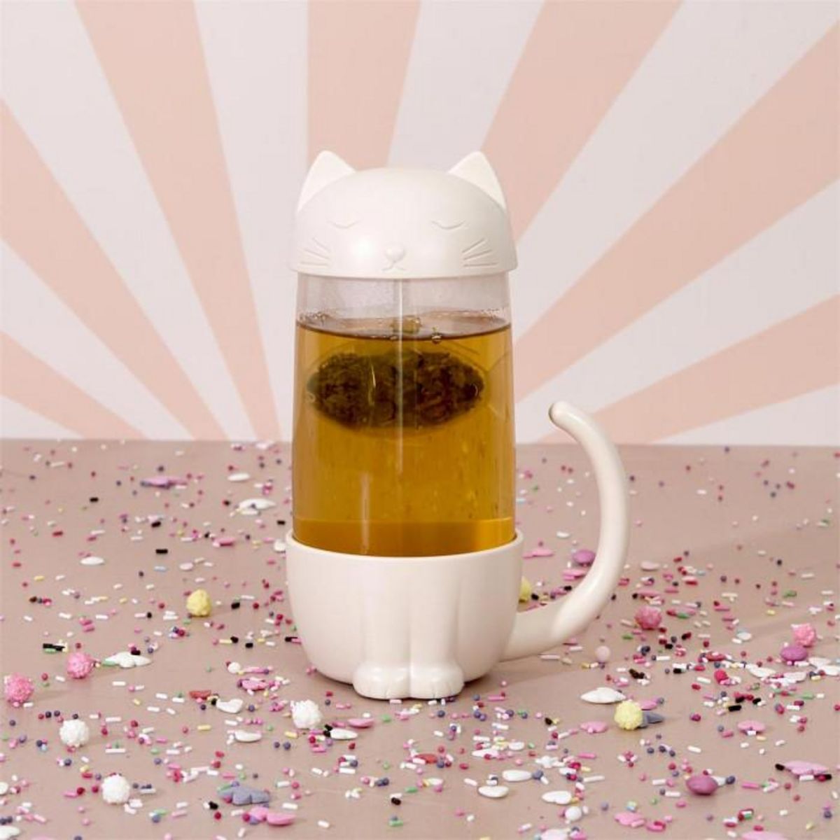 Paris Prix Mug Infuseur à Thé  Poisson Chat  30cl Blanc