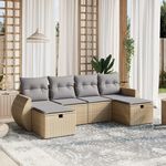 VIDAXL Salon de jardin avec coussins 6pcs melange beige resine tressee