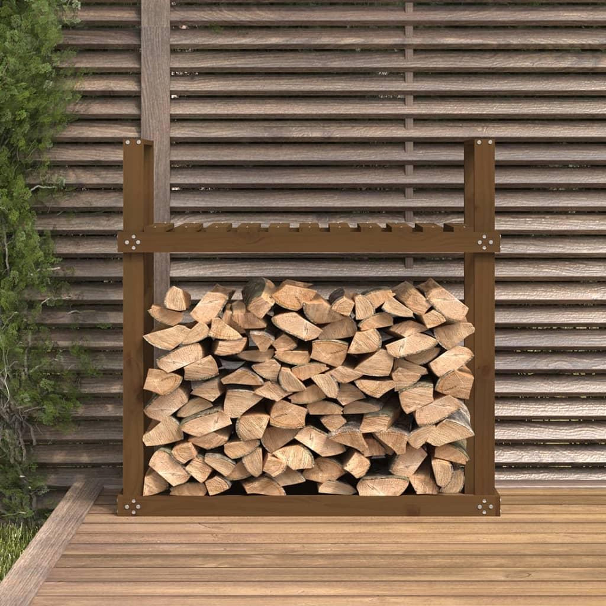 Voir la diapositive 3 : VIDAXL Support bois de chauffage Marron miel 110x35x108,5 cm Bois pin