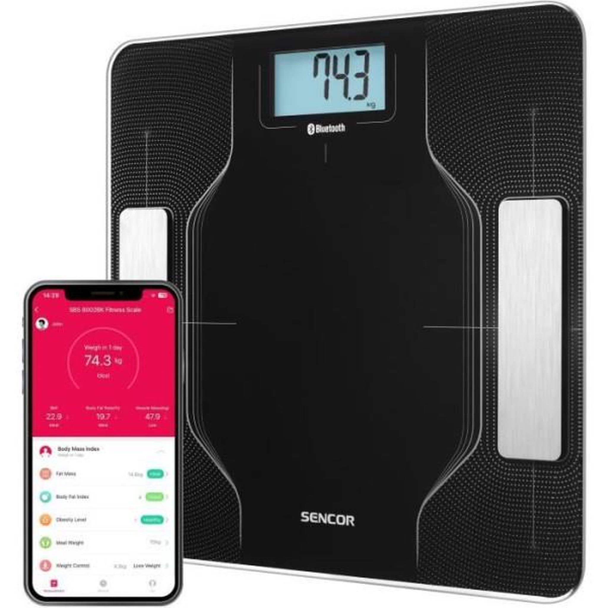 MARKET24 Balance - Pese Personne  connecté - SENCOR - SBS 8002BK - Noir