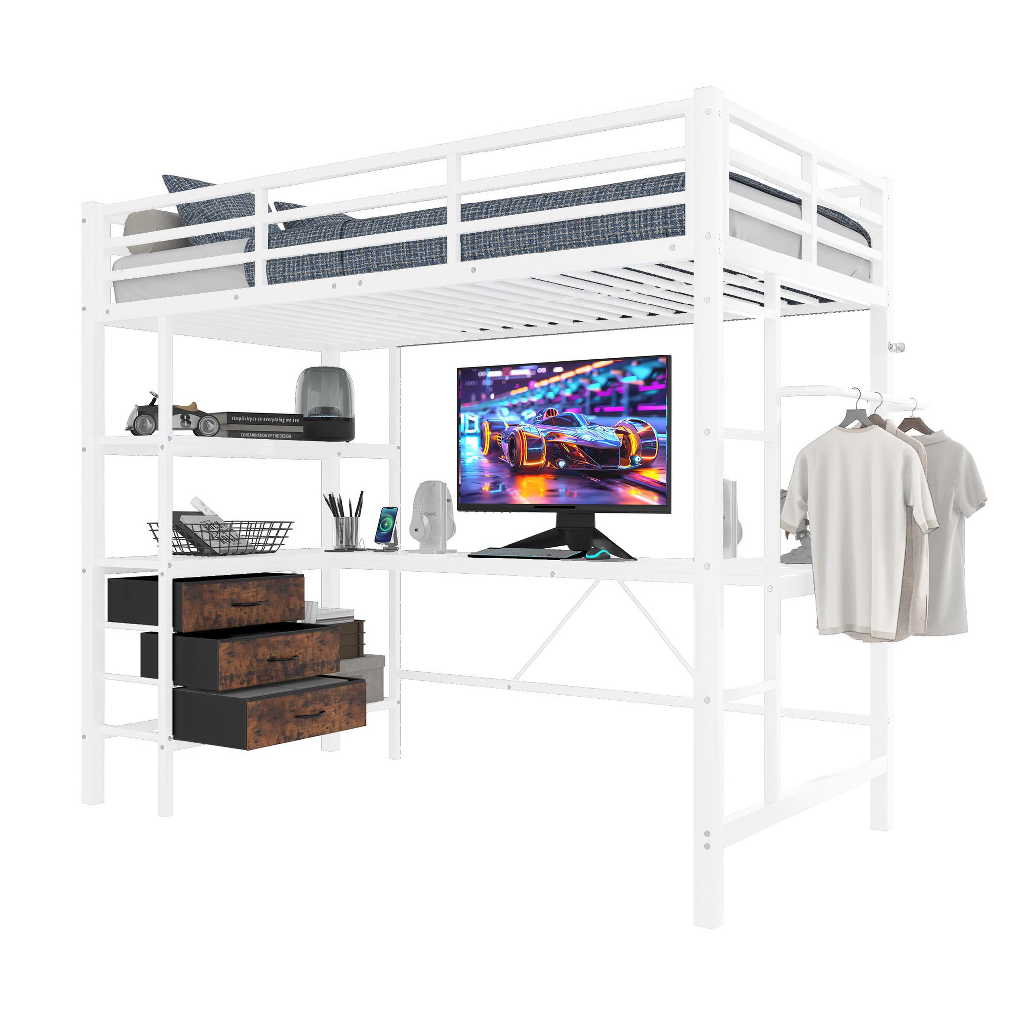 Voir la diapositive 1 : MERAX Lit mezzanine 90x200cm