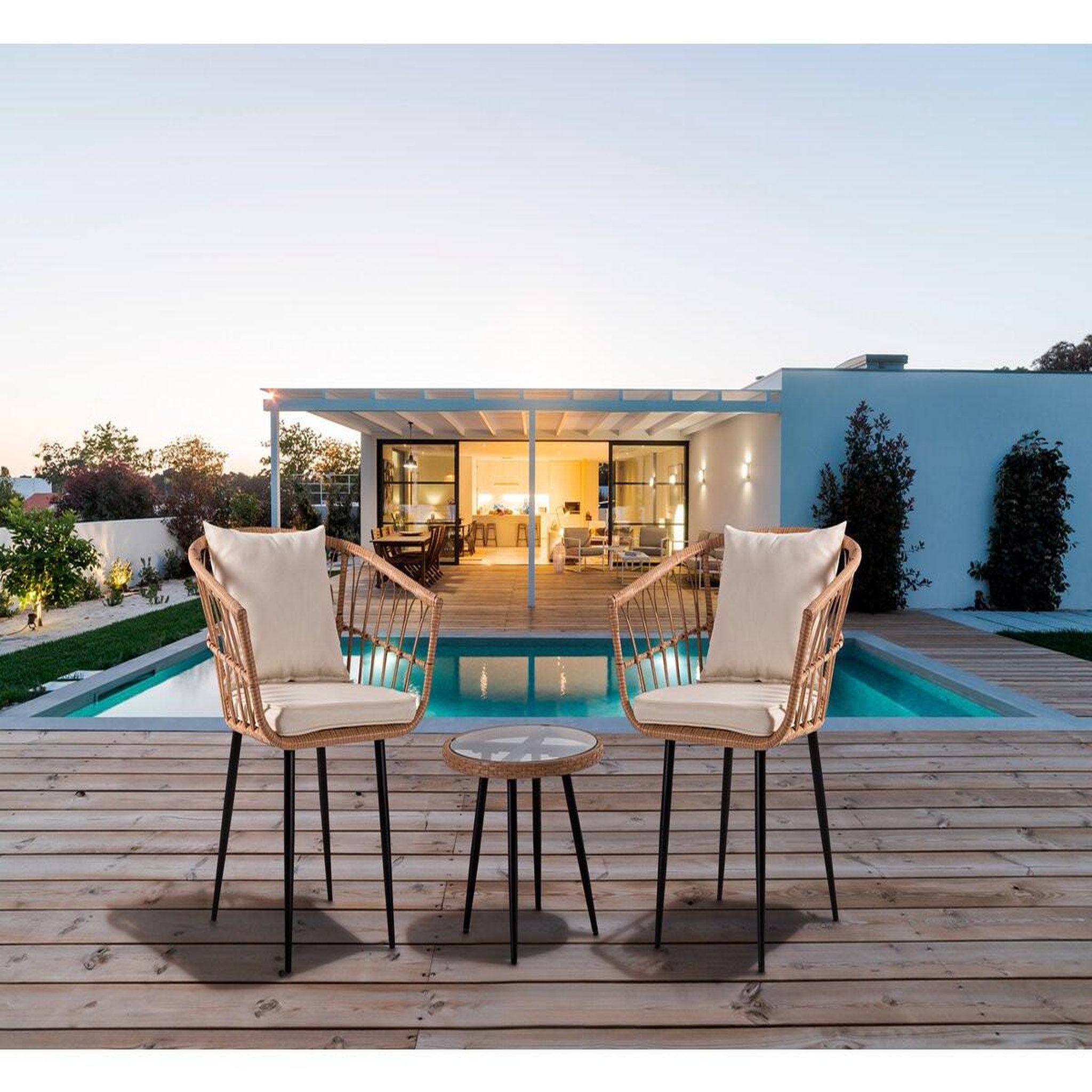 Voir la diapositive 2 : Habitat et Jardin Salon de jardin rotin  vela  - 2 places - marron