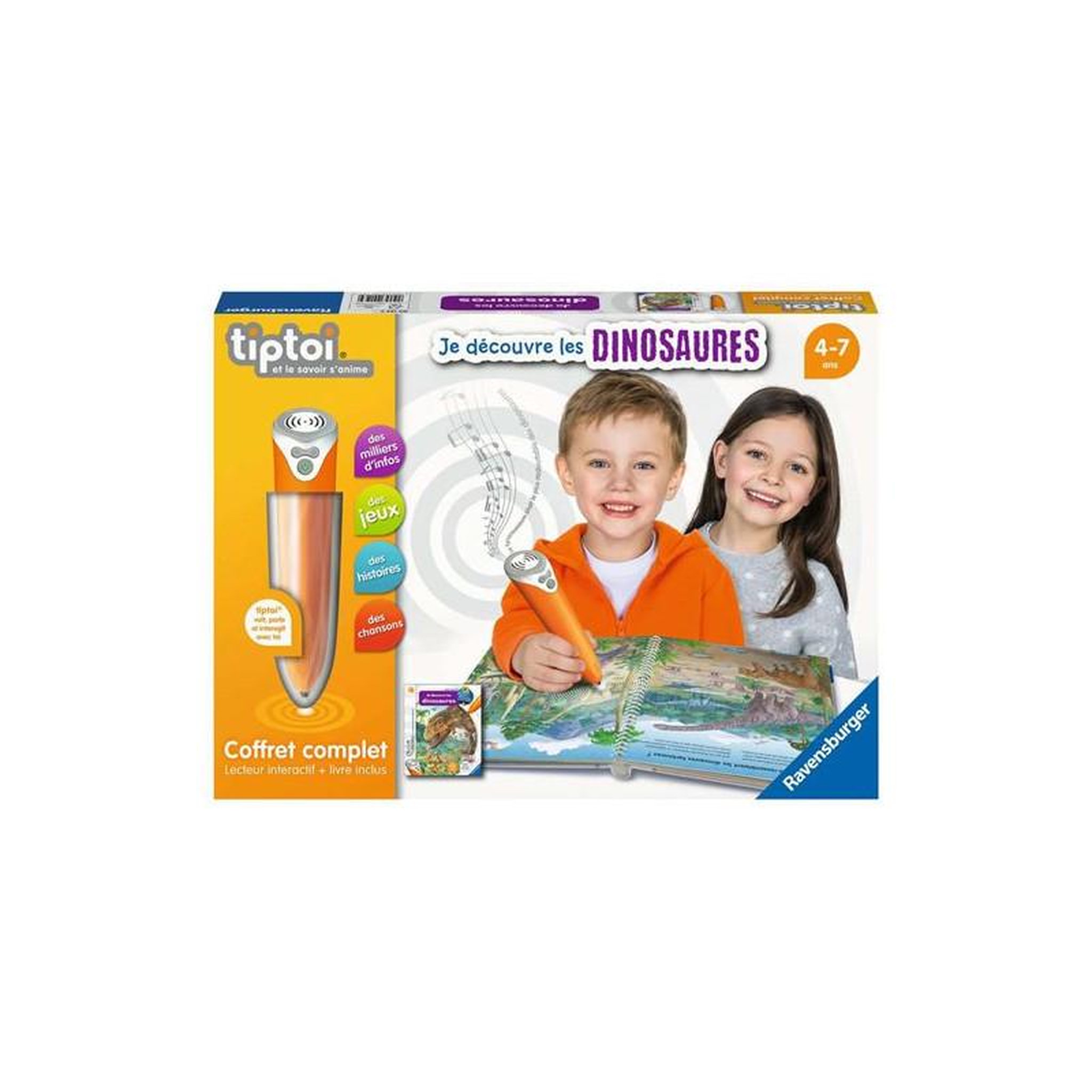 RAVENSBURGER Jeu découverte Ravensburger Tiptoi® Coffret complet Lecteur interactif et Livre Je découvre les dinosaures