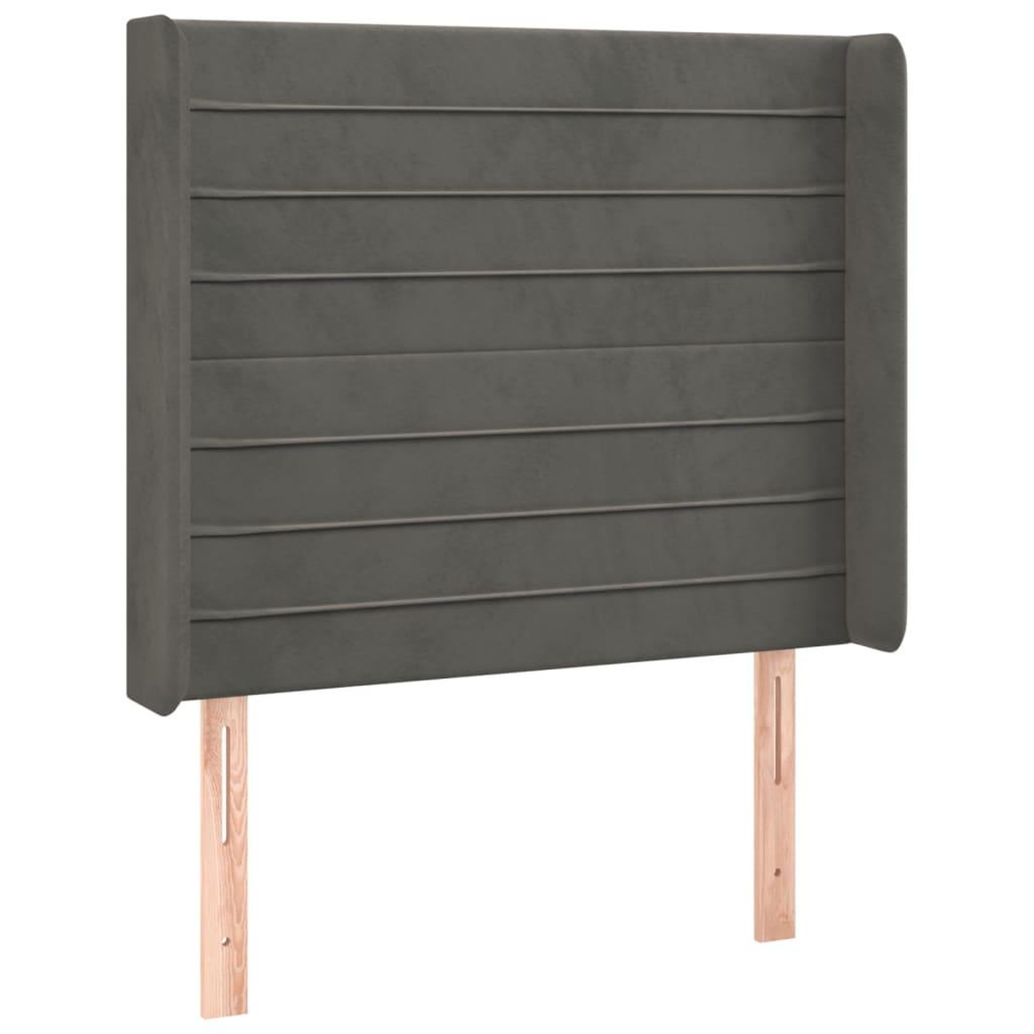 Voir la diapositive 2 : VIDAXL Tete de lit avec oreilles Gris fonce 83x16x118/128 cm Velours