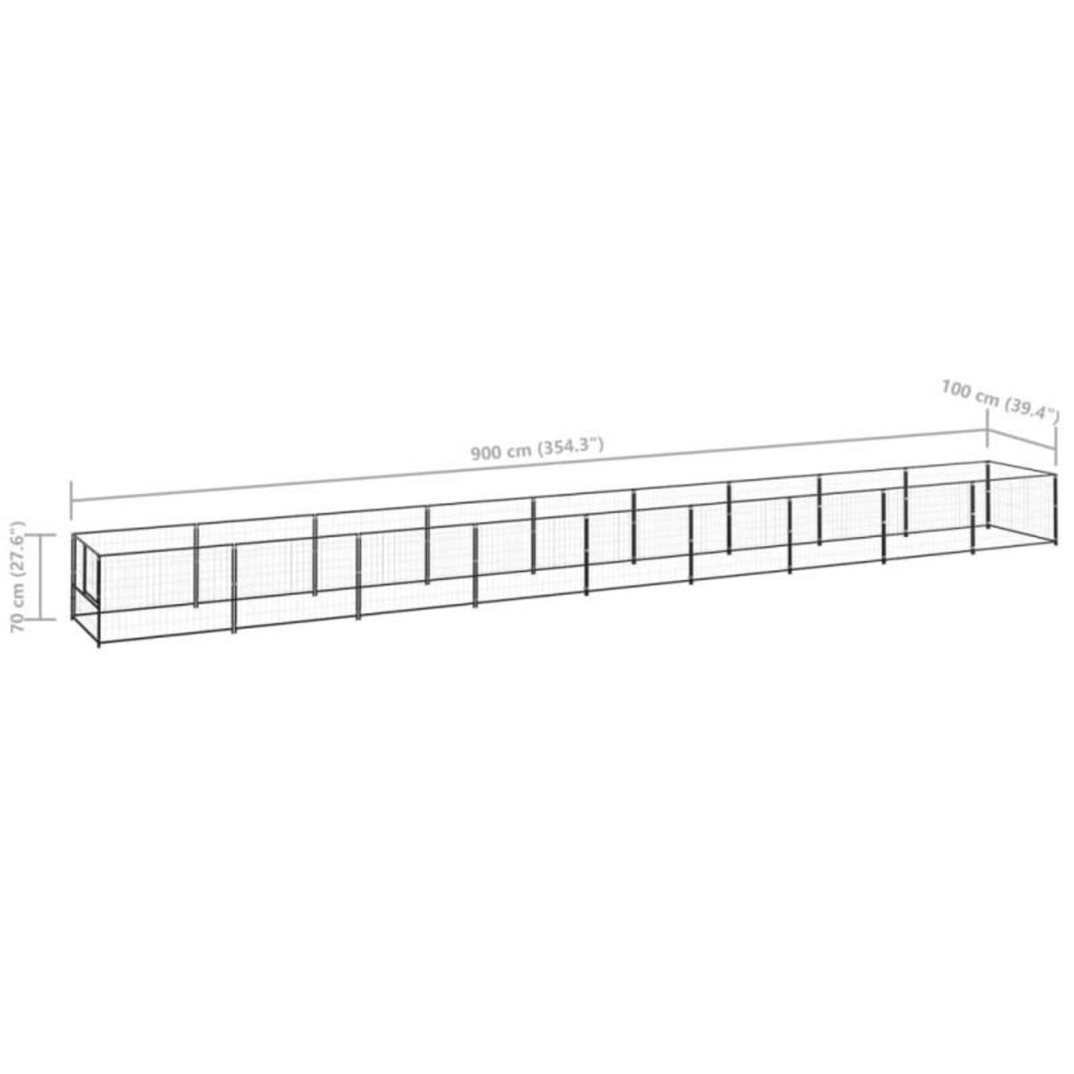 VIDAXL Chenil Noir 9 m² Acier