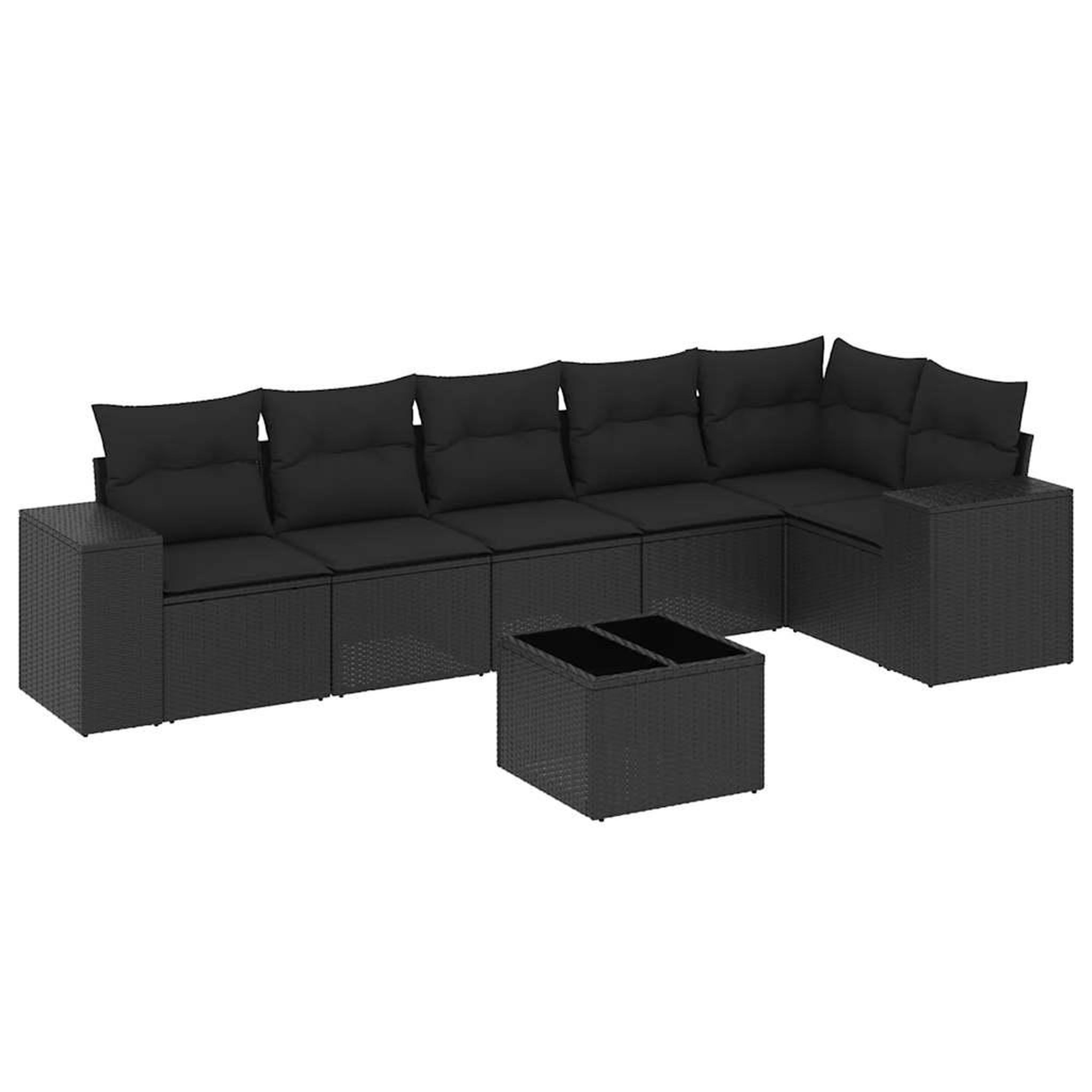 Voir la diapositive 2 : VIDAXL Salon de jardin 7 pcs avec coussins noir resine tressee