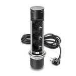 EMUCA SRL Multiconnecteur Vertikal Push 60 -  diamètre 60 mm -  3 prises de type Schuko -  1 USB de type A -  1 USB de type C -  Acier et plastique -  Acier inoxydable