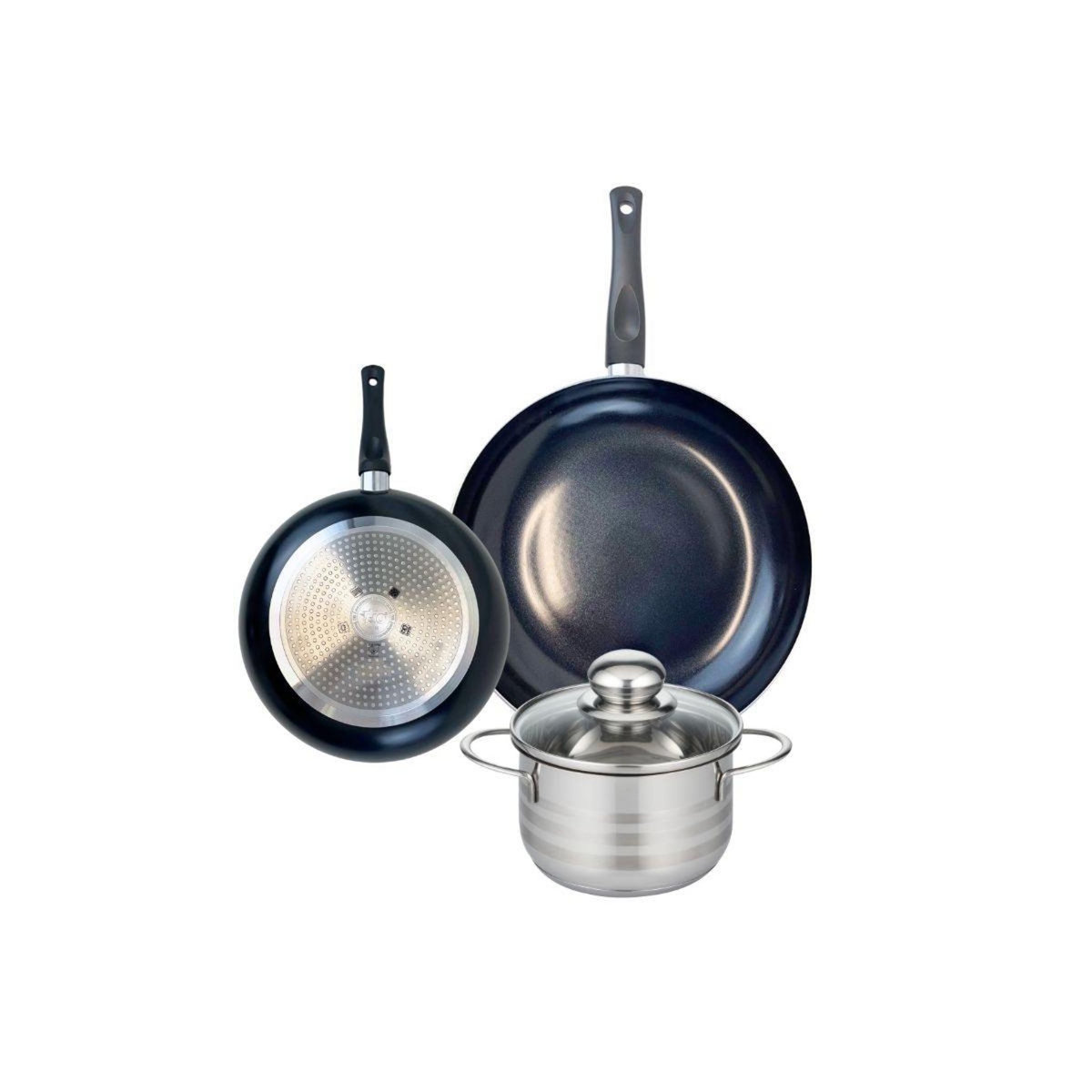 ELO Ensemble de 2 Poêles de cuisson 20 et 28 cm et 1 faitout 16 cm Elo Prima Brillant