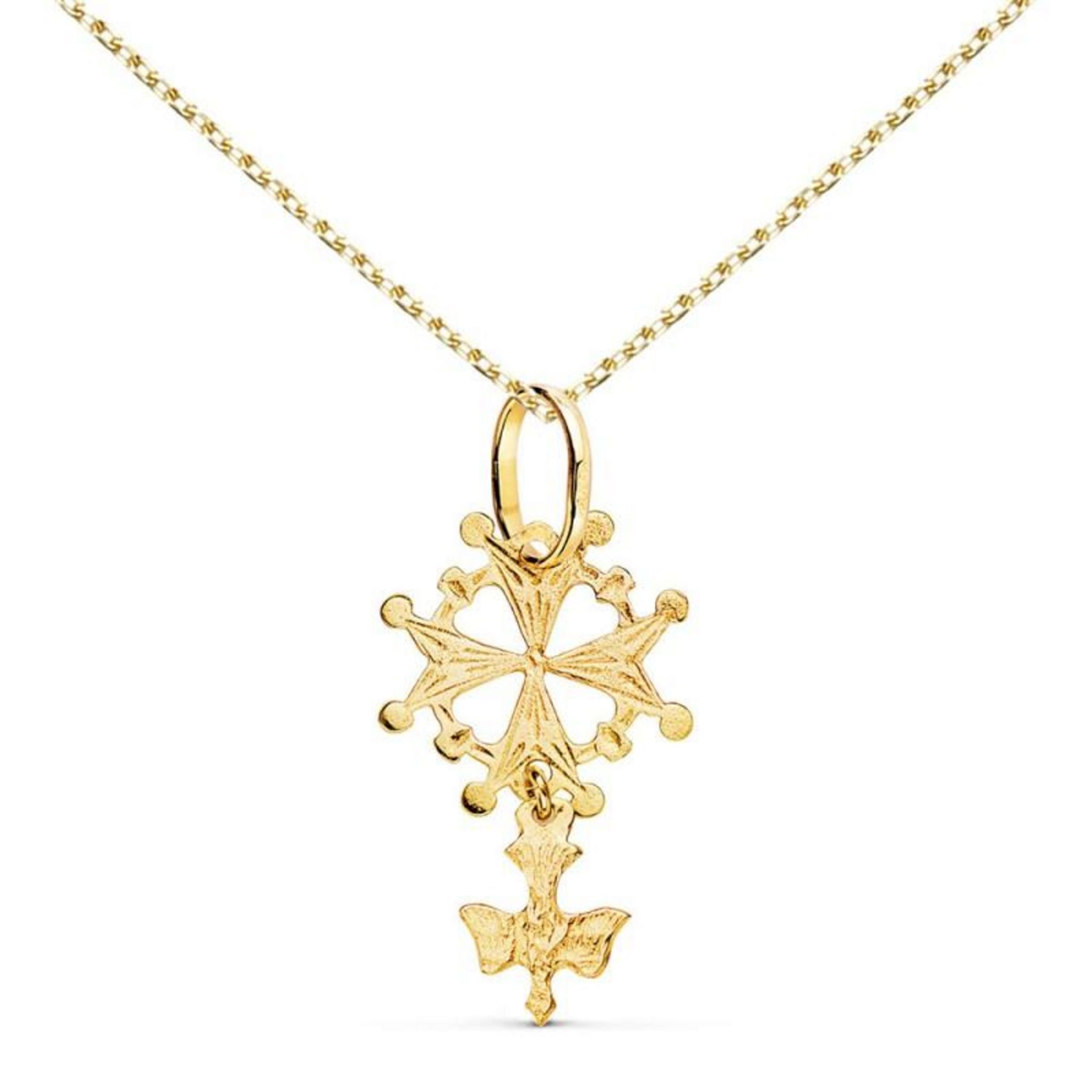 Collier Maille Art Nouveau – Plaqué Or 18k (750/1000) Avec émaux Et Croix, Bijou Ancien Années 1970