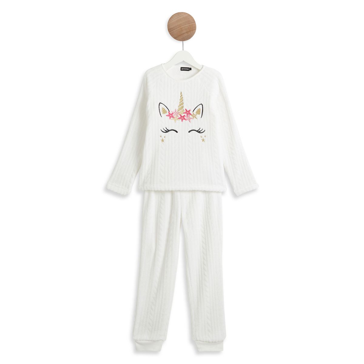 INEXTENSO Pyjama 2 pièces maille peluche fille - écru