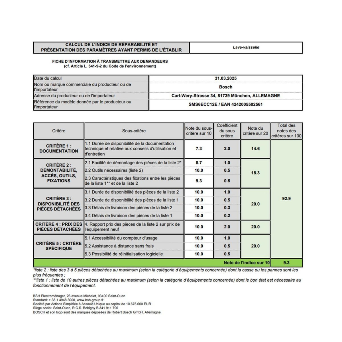 BOSCH Lave-vaisselle 60cm 14 couverts 42db - SMS6ECC12E