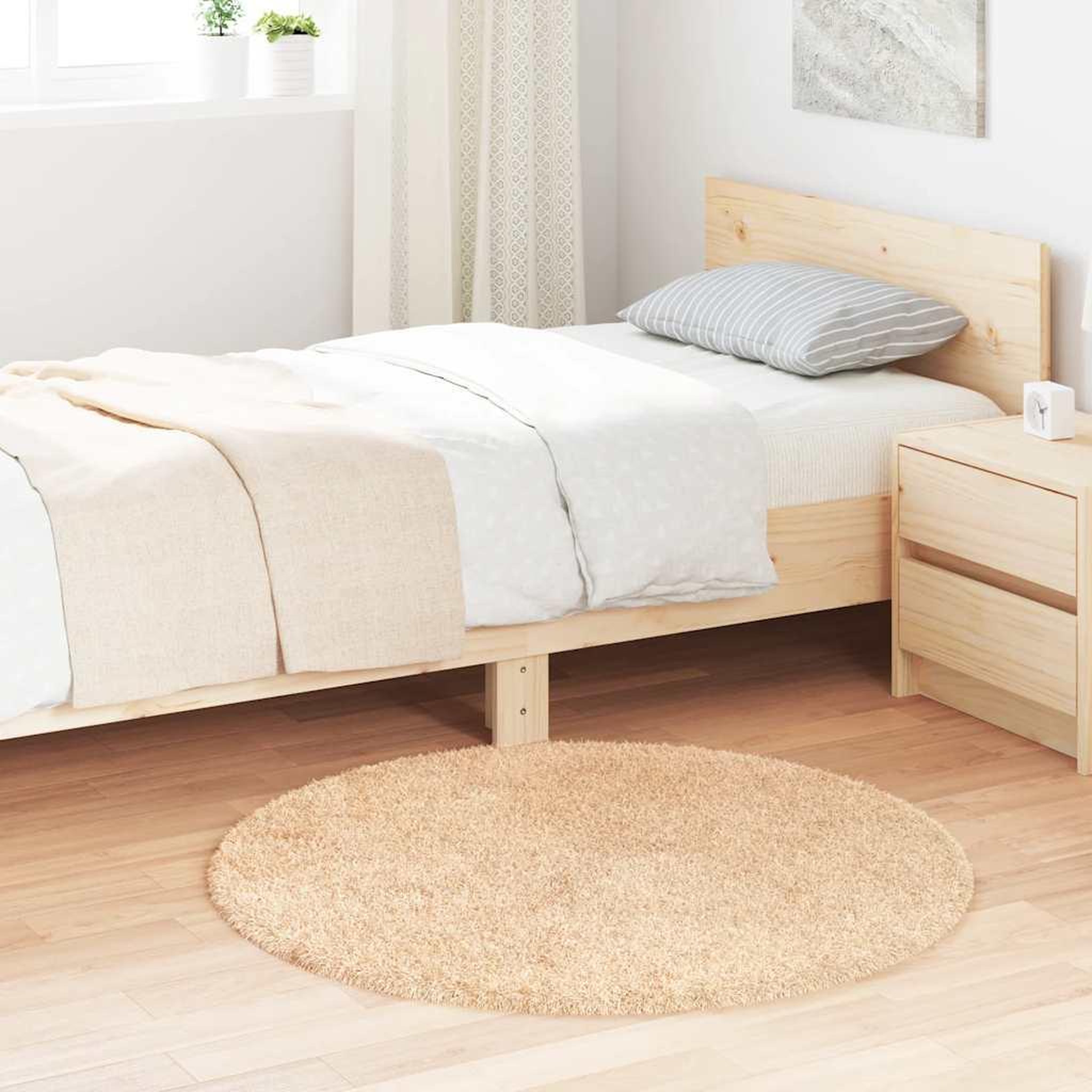 VIDAXL Tapis Shaggy a poils longs NAVARRA beige 100x100 cm polyester