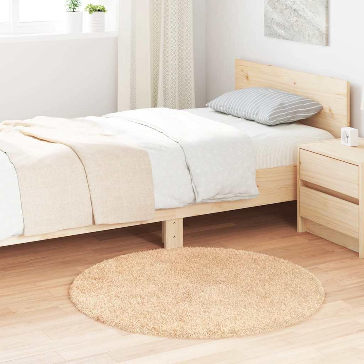 VIDAXL Tapis Shaggy a poils longs NAVARRA beige 100x100 cm polyester