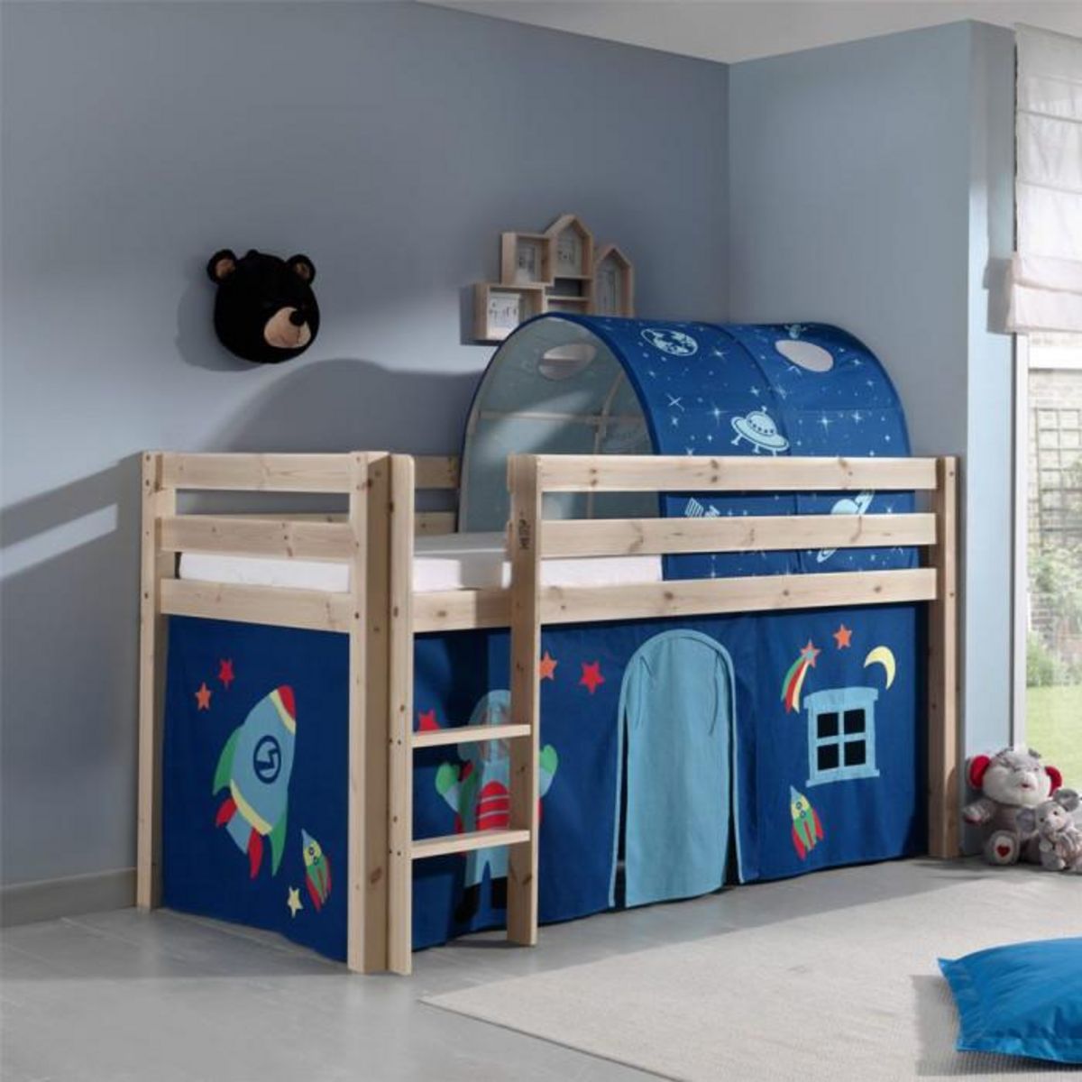 Paris Prix Pack - Lit Enfant, Tente & Tunnel  Pino Astronaute II  Naturel