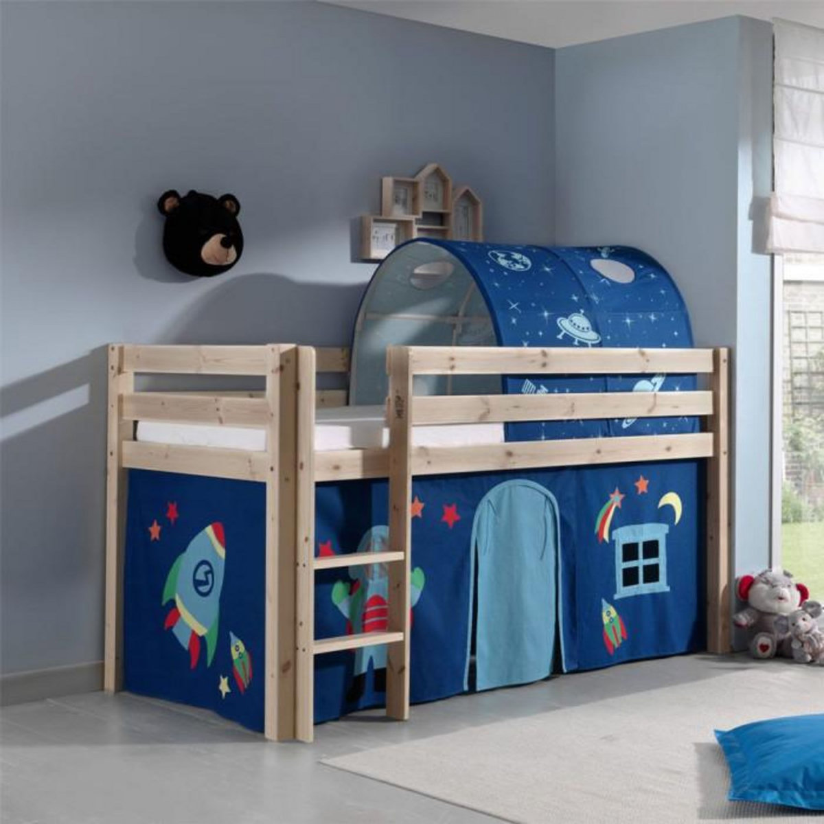 Paris Prix Pack - Lit Enfant, Tente & Tunnel  Pino Astronaute II  Naturel