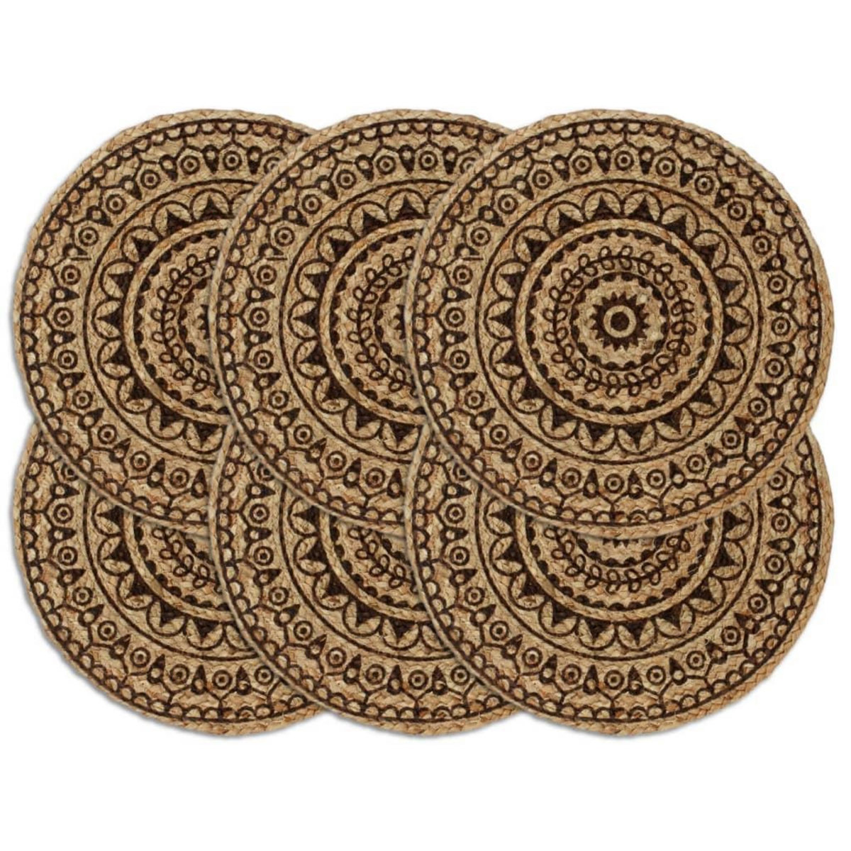 VIDAXL Napperons 6 pcs Marron fonce 38 cm Rond Jute