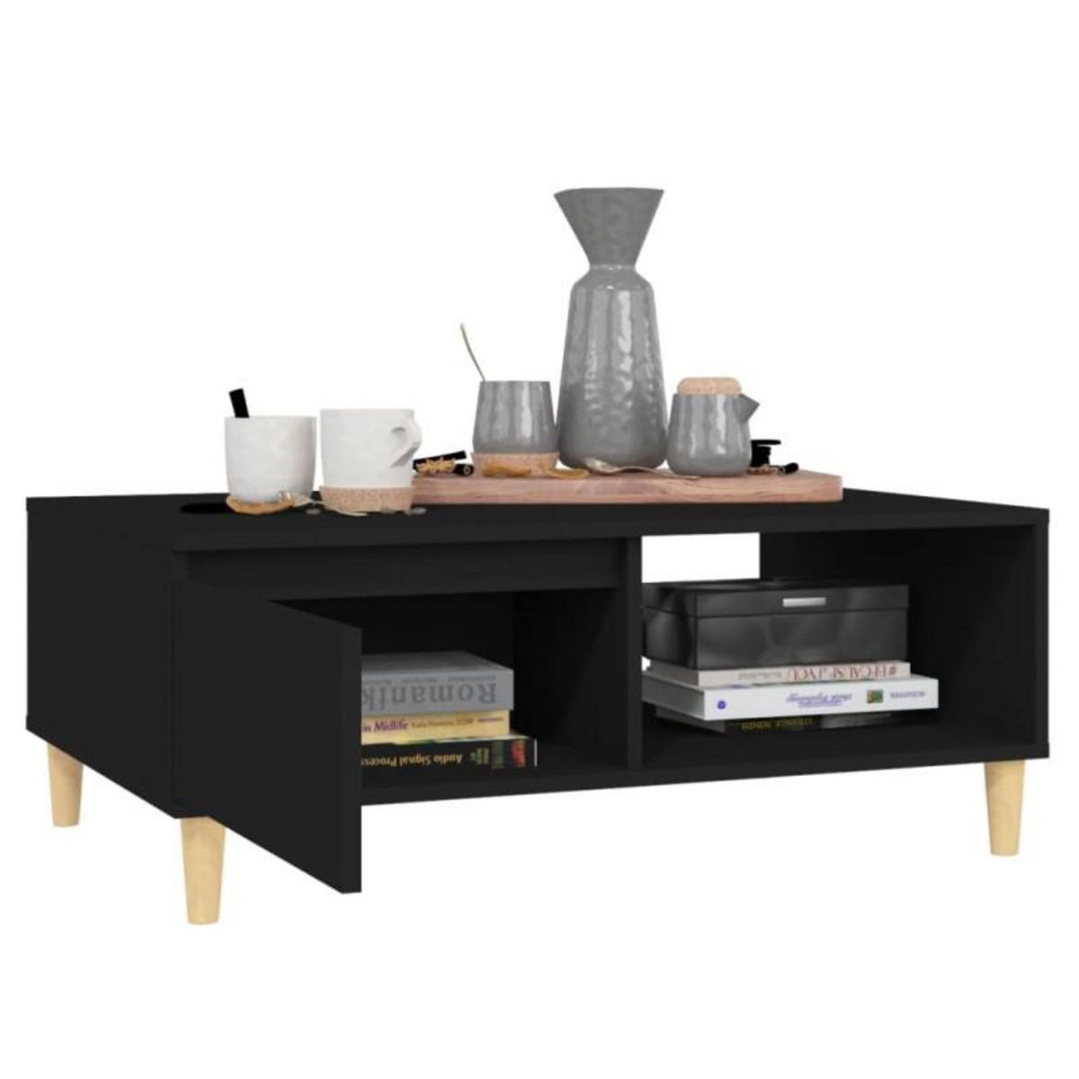 VIDAXL Table basse noir 90x60x35 cm bois d ingénierie