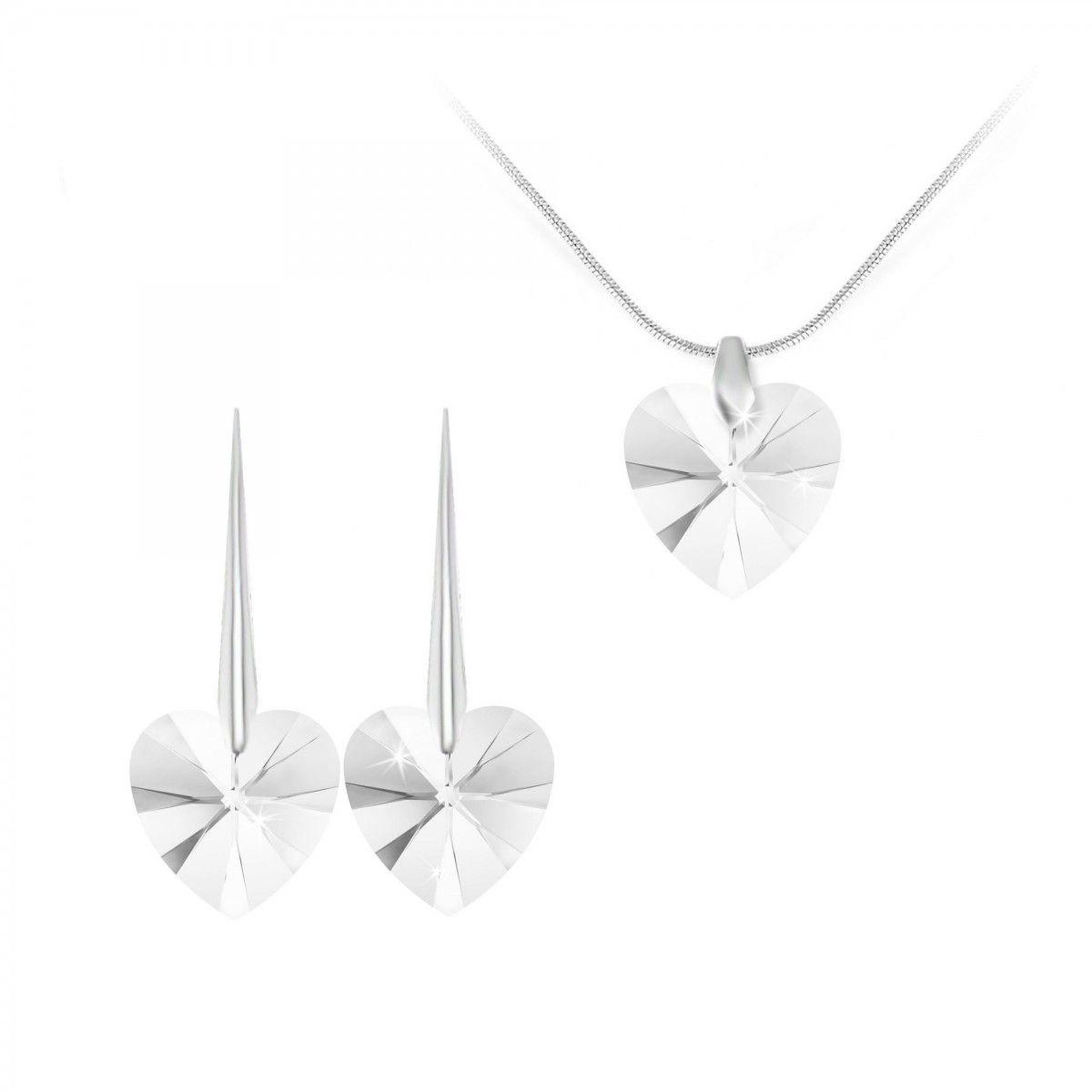 SC CRYSTAL Parure collier et boucles d'oreilles coeurs SC Crystal orneés de Cristaux scintillants