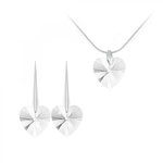 SC CRYSTAL Parure collier et boucles d'oreilles coeurs SC Crystal orneés de Cristaux scintillants