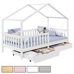 IDIMEX Lit cabane ELEA avec tiroirs, 90 x 190 cm en pin massif. Coloris disponibles : Marron, Blanc