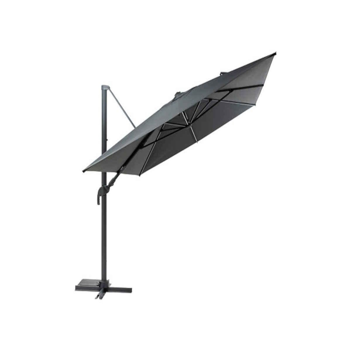 HESPERIDE Parasol déporté rectangulaire Melhia Graphite avec LED - 4 x 3 m - Hespéride