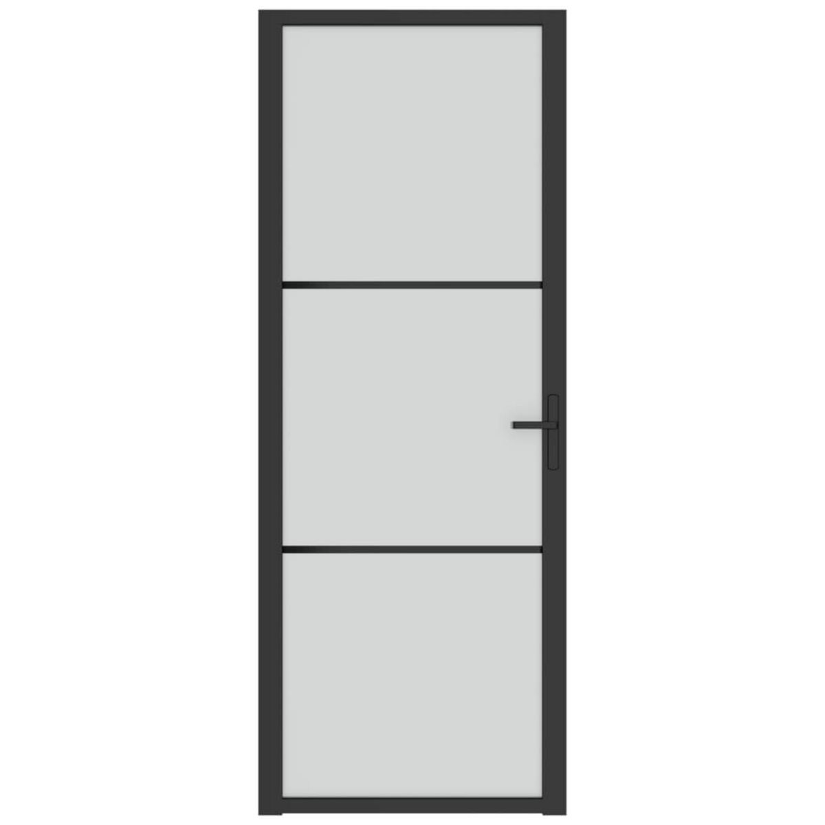 VIDAXL Porte interieure 76x201,5 cm Noir Verre mat et aluminium