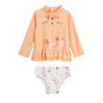 Petit Béguin Maillot de bain bébé 2 pièces t-shirt de protection UV & culotte Fiesta. Coloris disponibles : Jaune