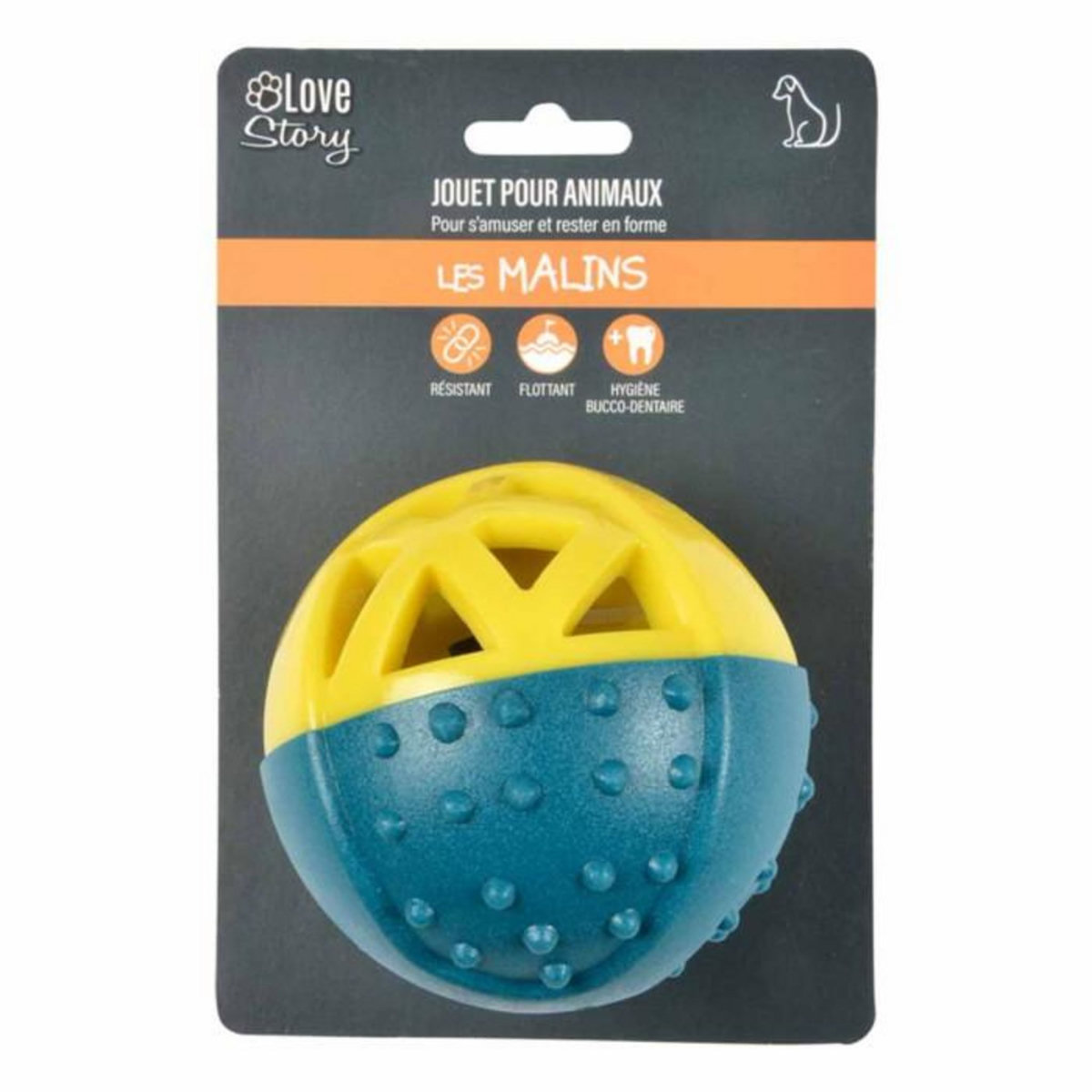 Paris Prix Jouet pour Chien Balle  Géométrique  9cm Bleu