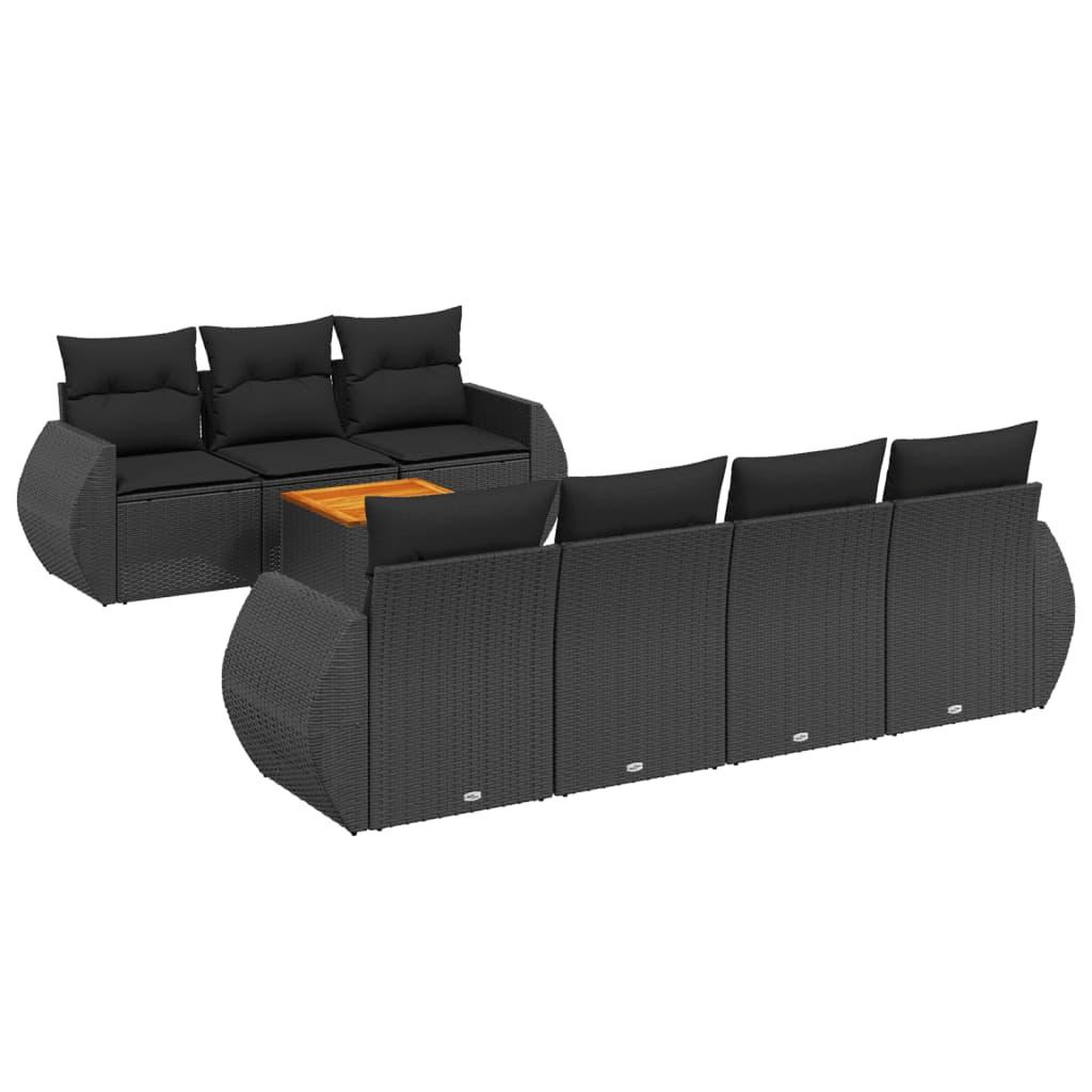 Voir la diapositive 2 : VIDAXL Salon de jardin 8 pcs avec coussins noir resine tressee