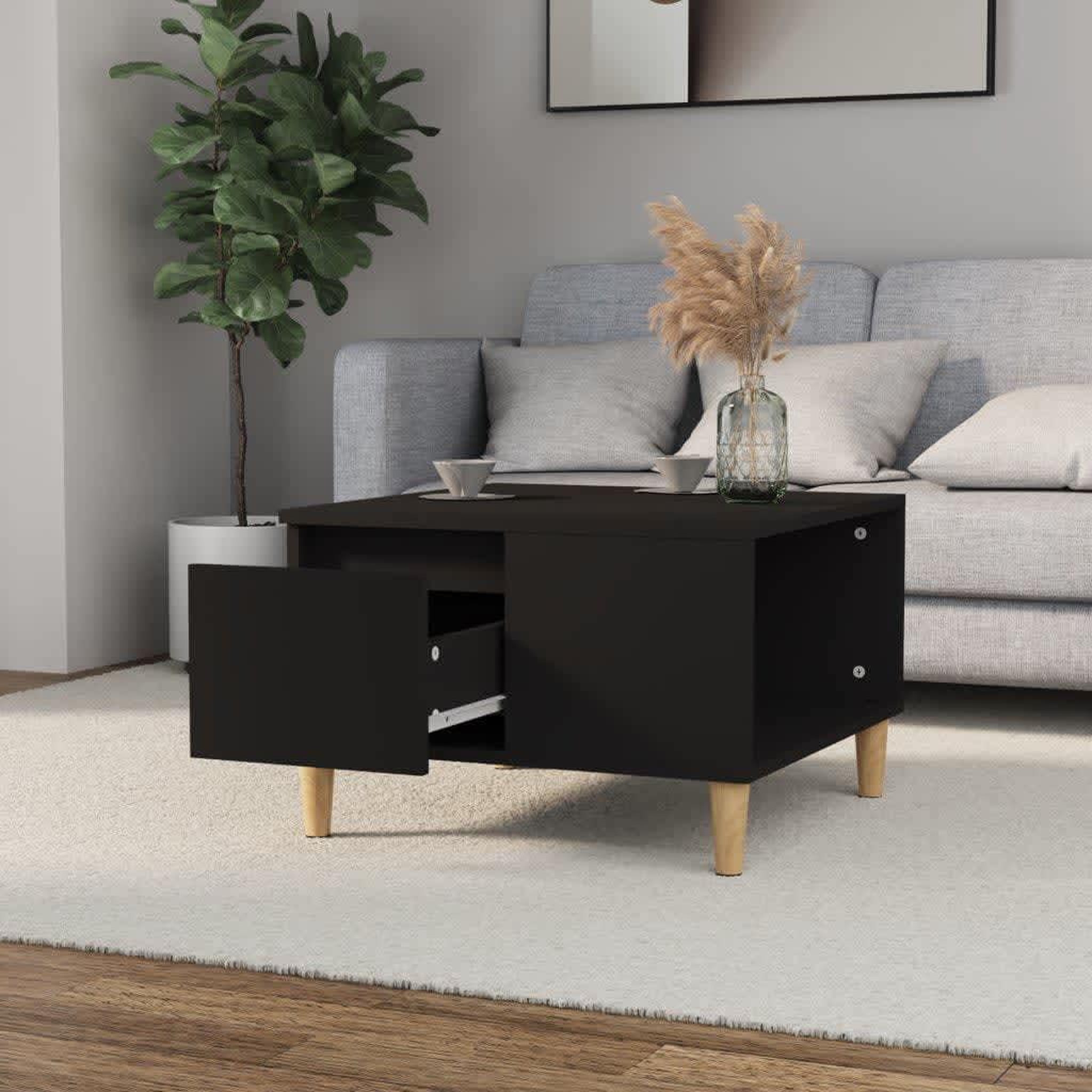 Voir la diapositive 3 : VIDAXL Table basse noir 55x55x36,5 cm bois d'ingenierie
