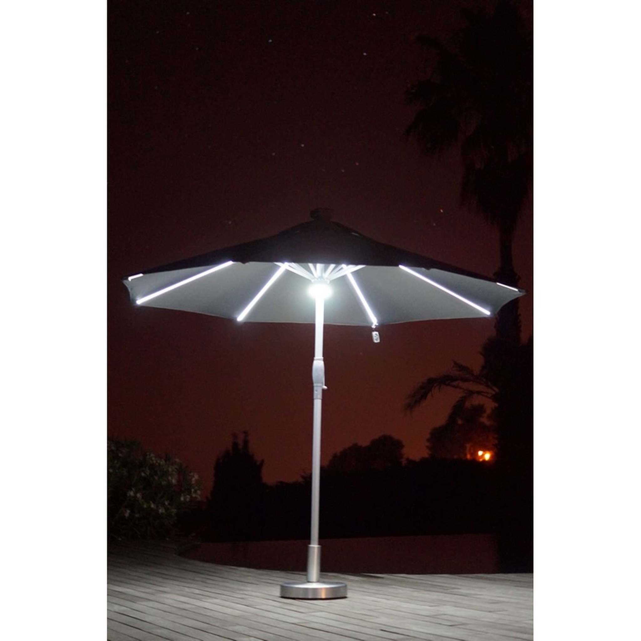 Voir la diapositive 3 : Givex Parasol droit à led gris LUXURY
