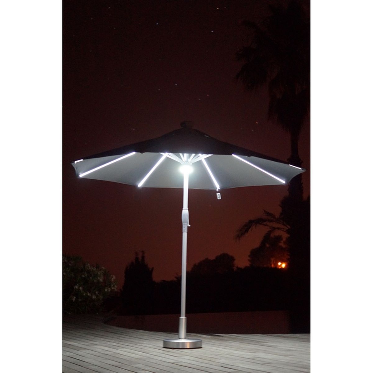 Givex Parasol droit à led gris LUXURY