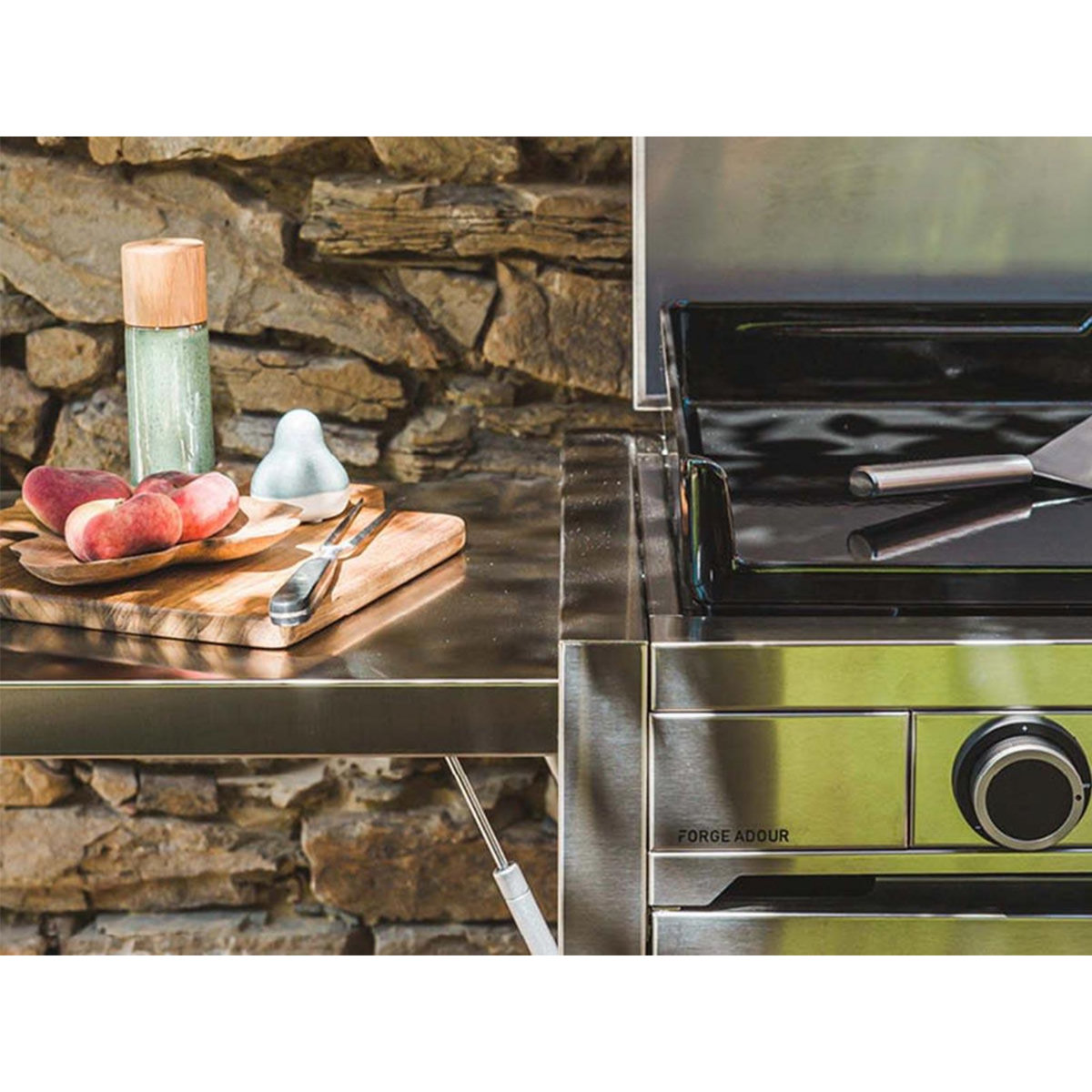 FORGE ADOUR Chariot Plancha CH MIF 75 inox ompatible plancha 75 cm