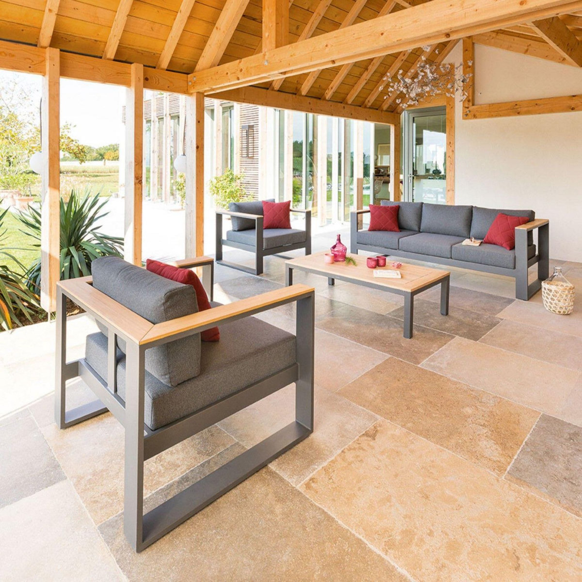 HESPERIDE Salon de jardin Emperia en aluminium et acacia