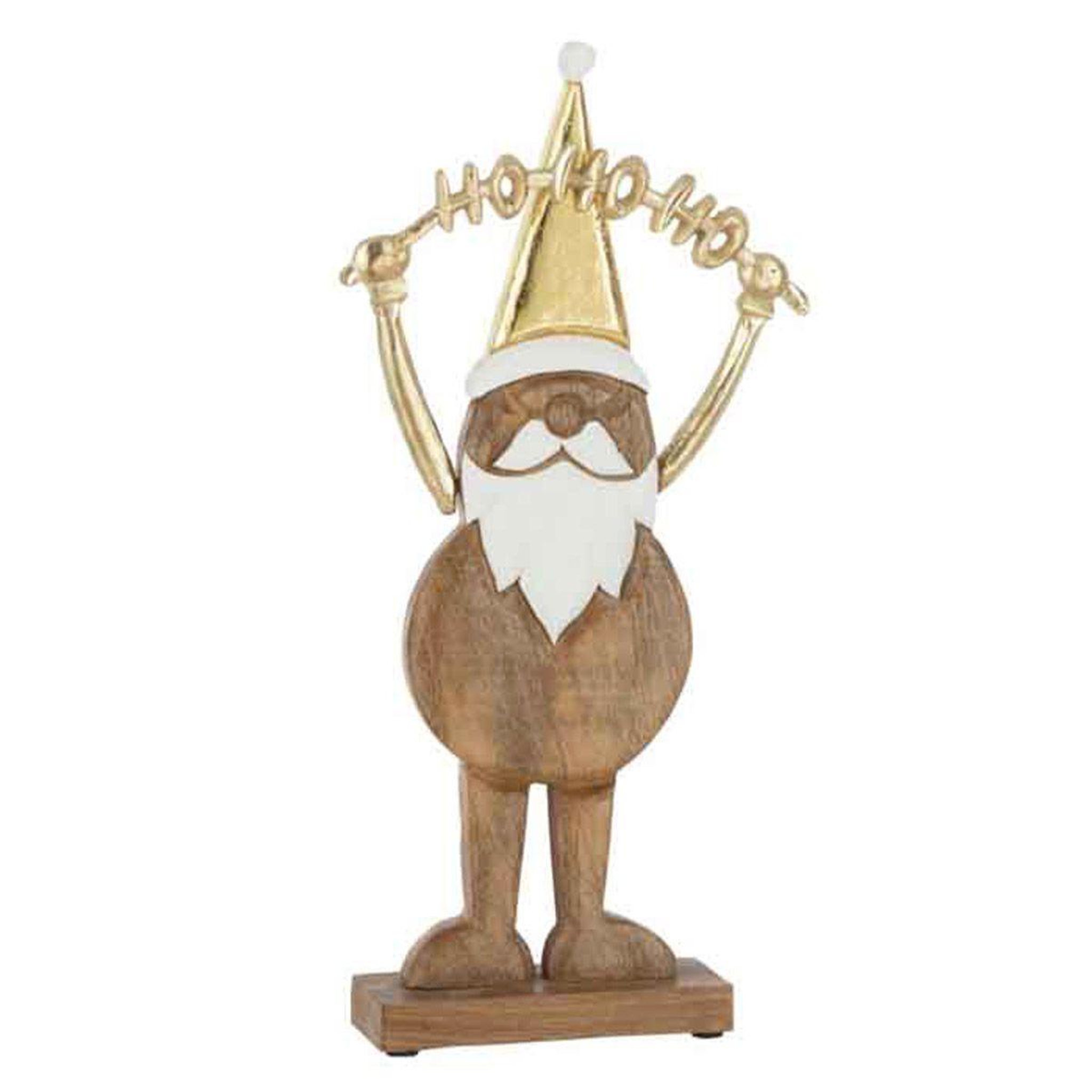 J-LINE Père noël déco  ho ho ho  40cm naturel & or