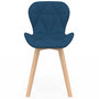 Voir la diapositive 3 : ID MARKET Lot de 6 chaises ROBINE en tissu bleu canard pour salle à manger