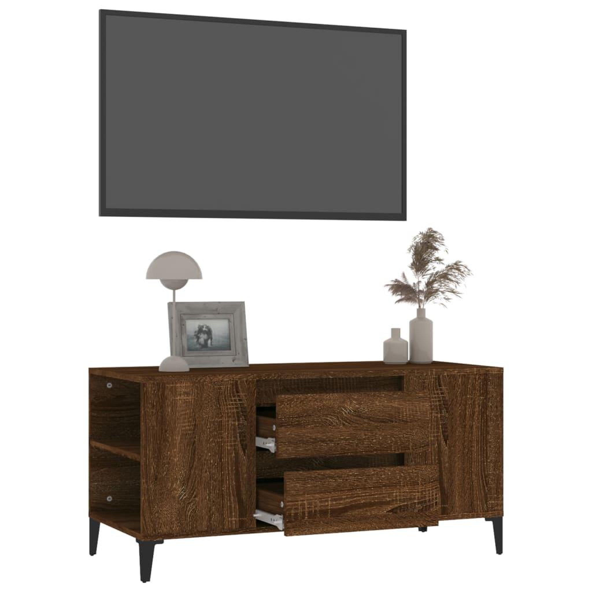 Voir la diapositive 5 : VIDAXL Meuble TV Chene marron 102x44,5x50 cm Bois d'ingenierie