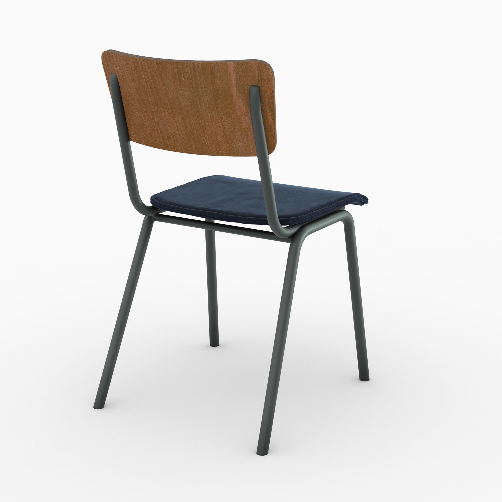 Voir la diapositive 6 : MAISON PAVANE Lot de 2 chaises en bois foncé et velours bleu-nico