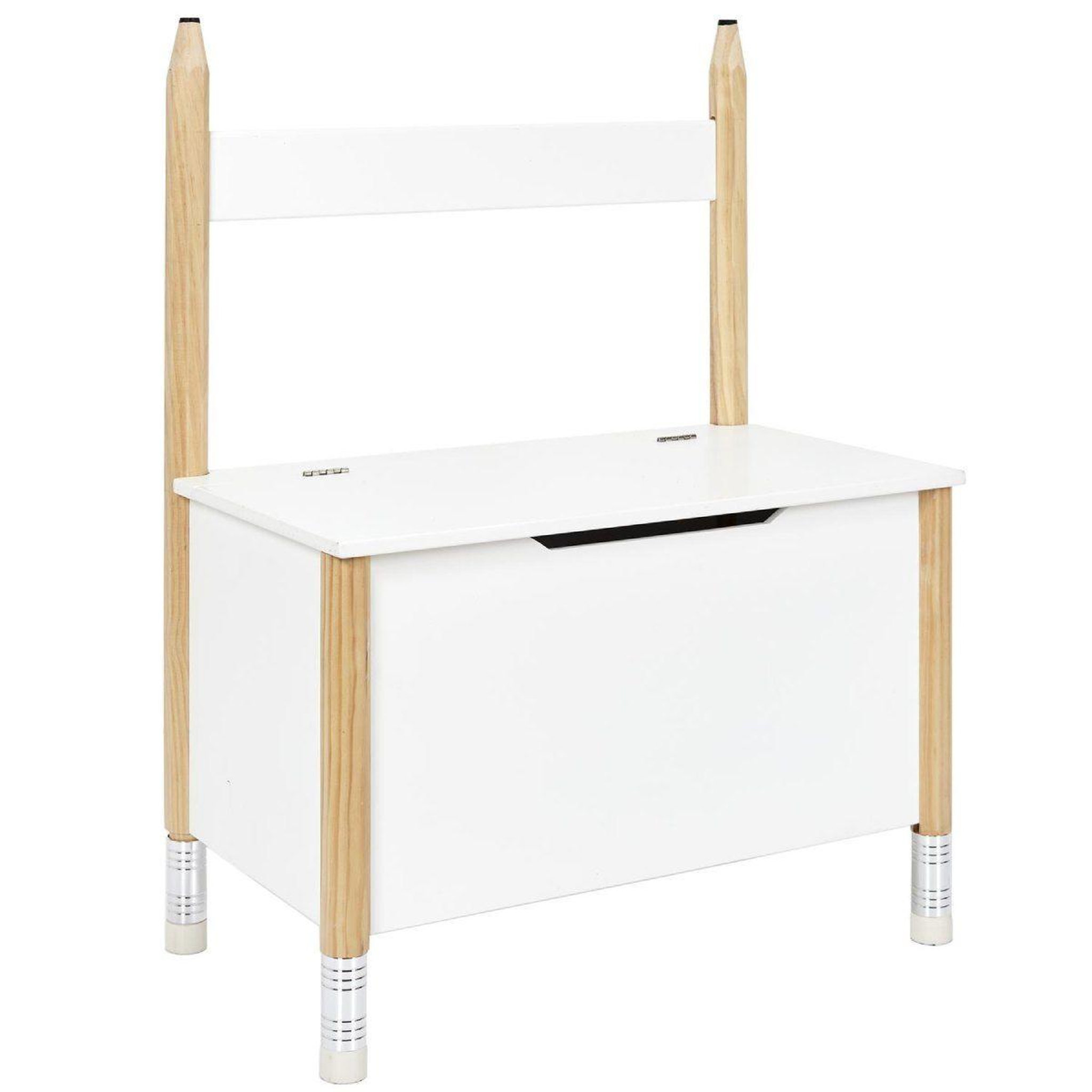 HOME DECO KIDS Coffre de rangement & banc  crayon  80cm blanc