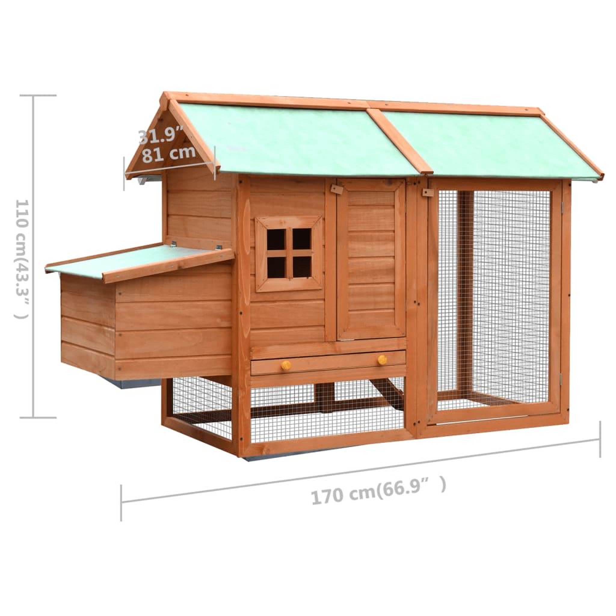 Voir la diapositive 6 : VIDAXL Poulailler Bois de pin massif et sapin 170x81x110 cm