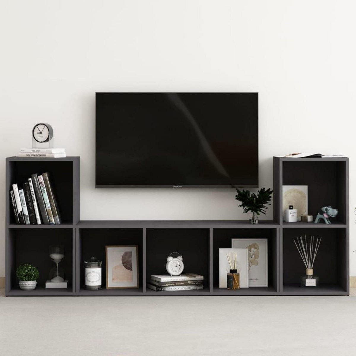 VIDAXL Ensemble de meubles TV 3 pcs Gris Bois d'ingenierie