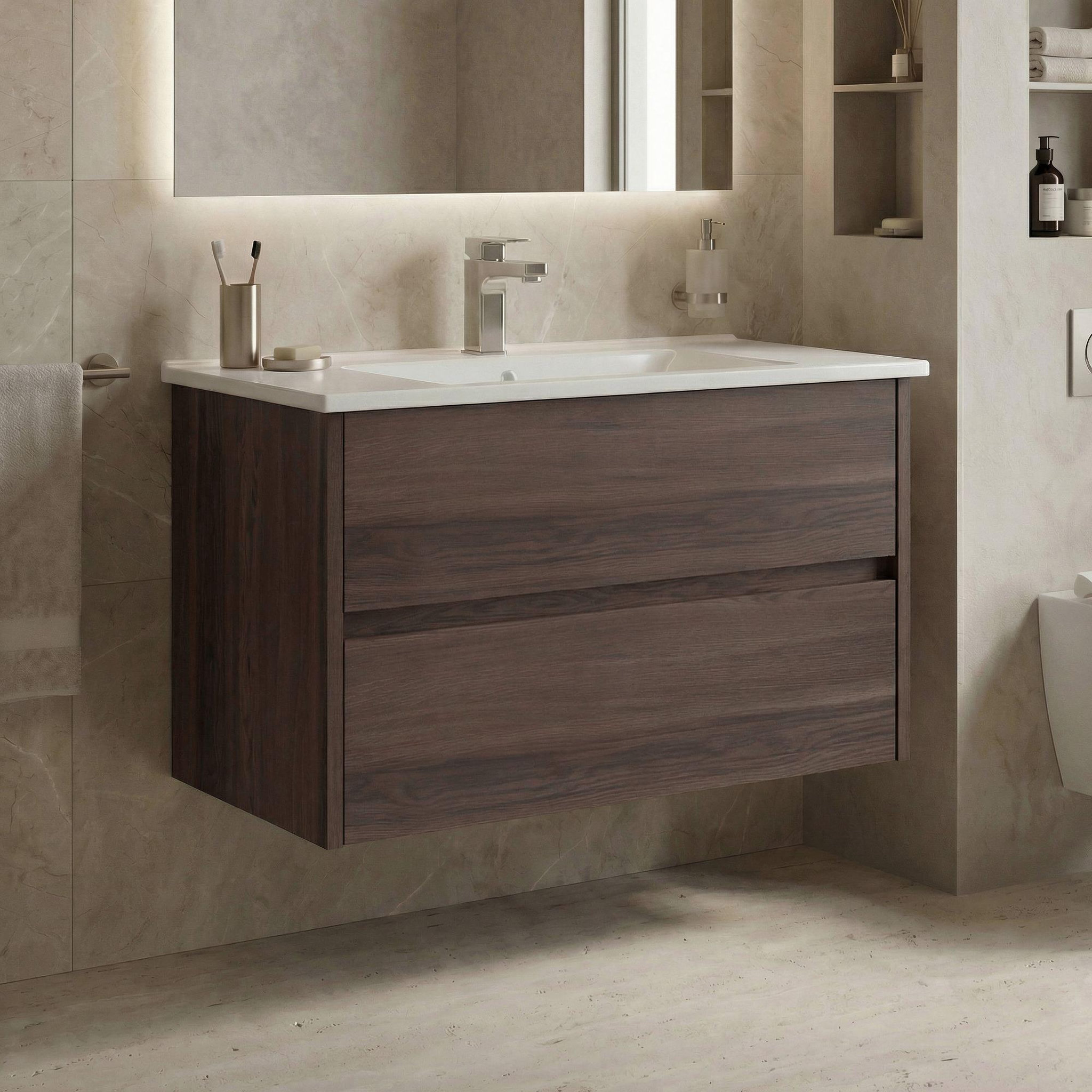 Voir la diapositive 2 : Habitat et Jardin Meuble Vasque  Side 85 v2  - 85 x 45 x 52 cm - Dark Walnut