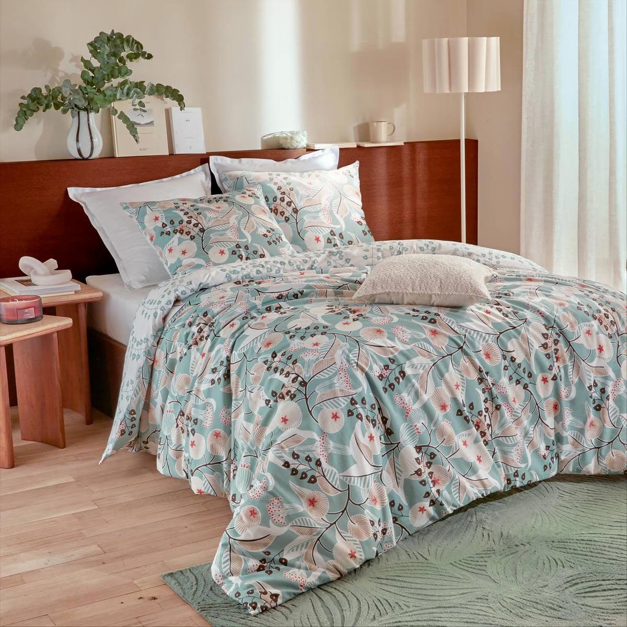 ATMOSPHERA Parure de lit 3 pièces  végétal marin  260x240cm vert céladon