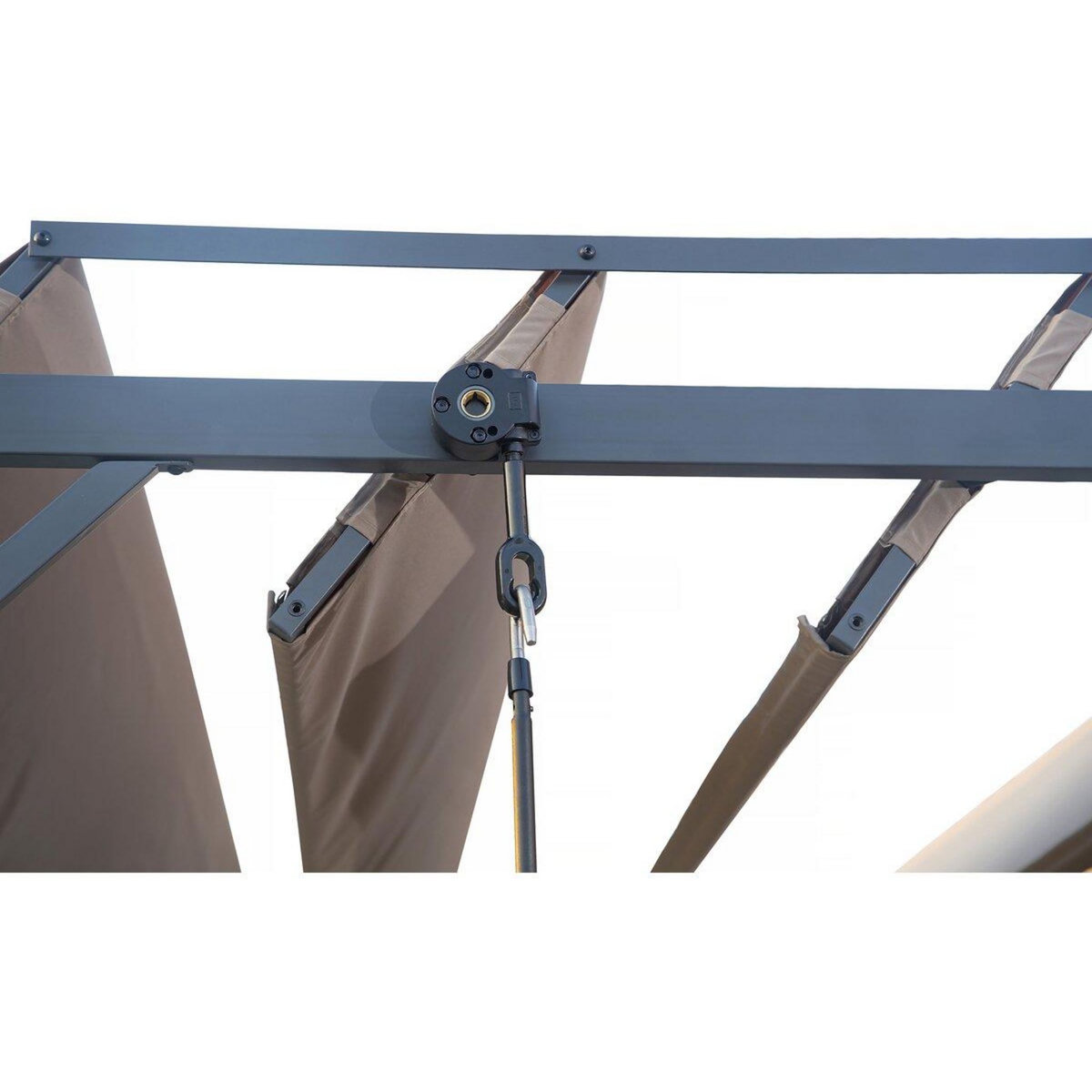 Habitat et Jardin Pergola bioclimatique en tissu  Lodge  3 x 4 m - Taupe