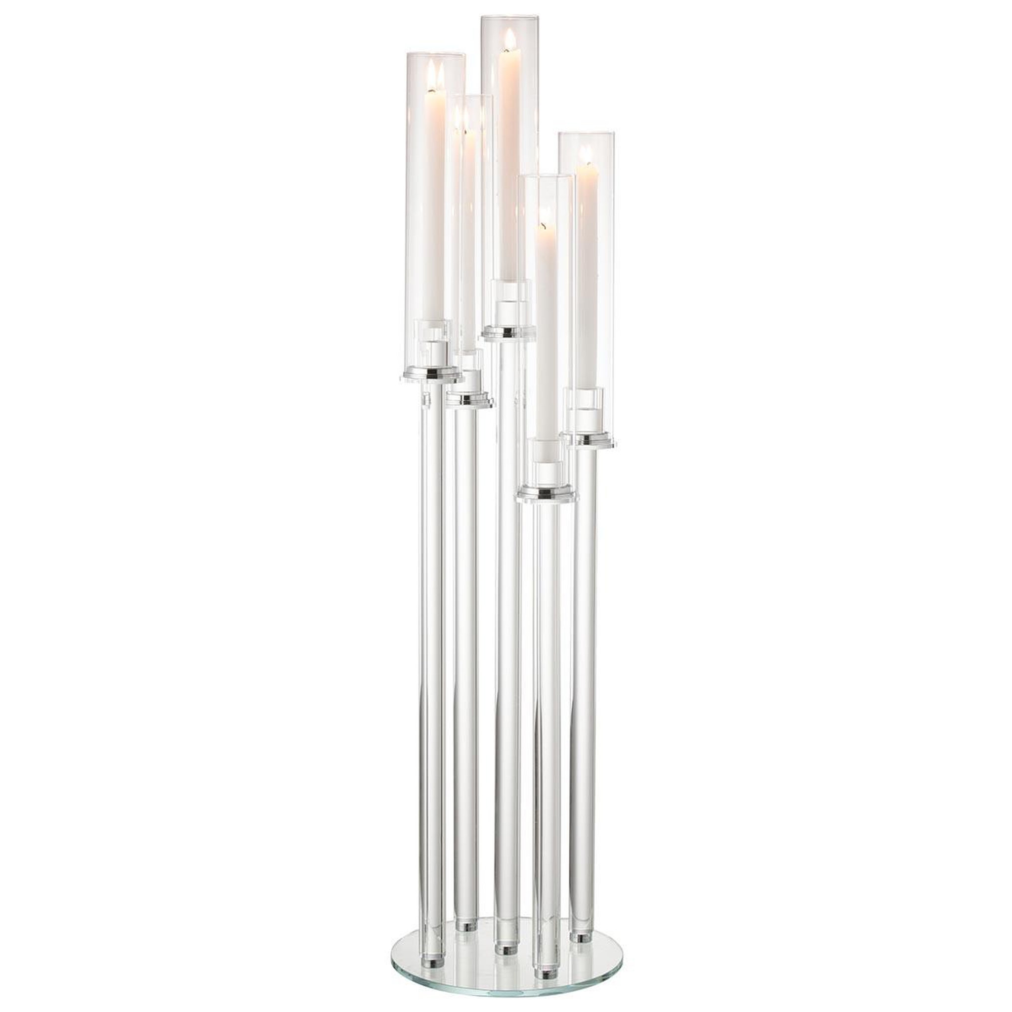 Voir la diapositive 2 : J-LINE Chandelier fin 5 branches  moira  100cm transparent