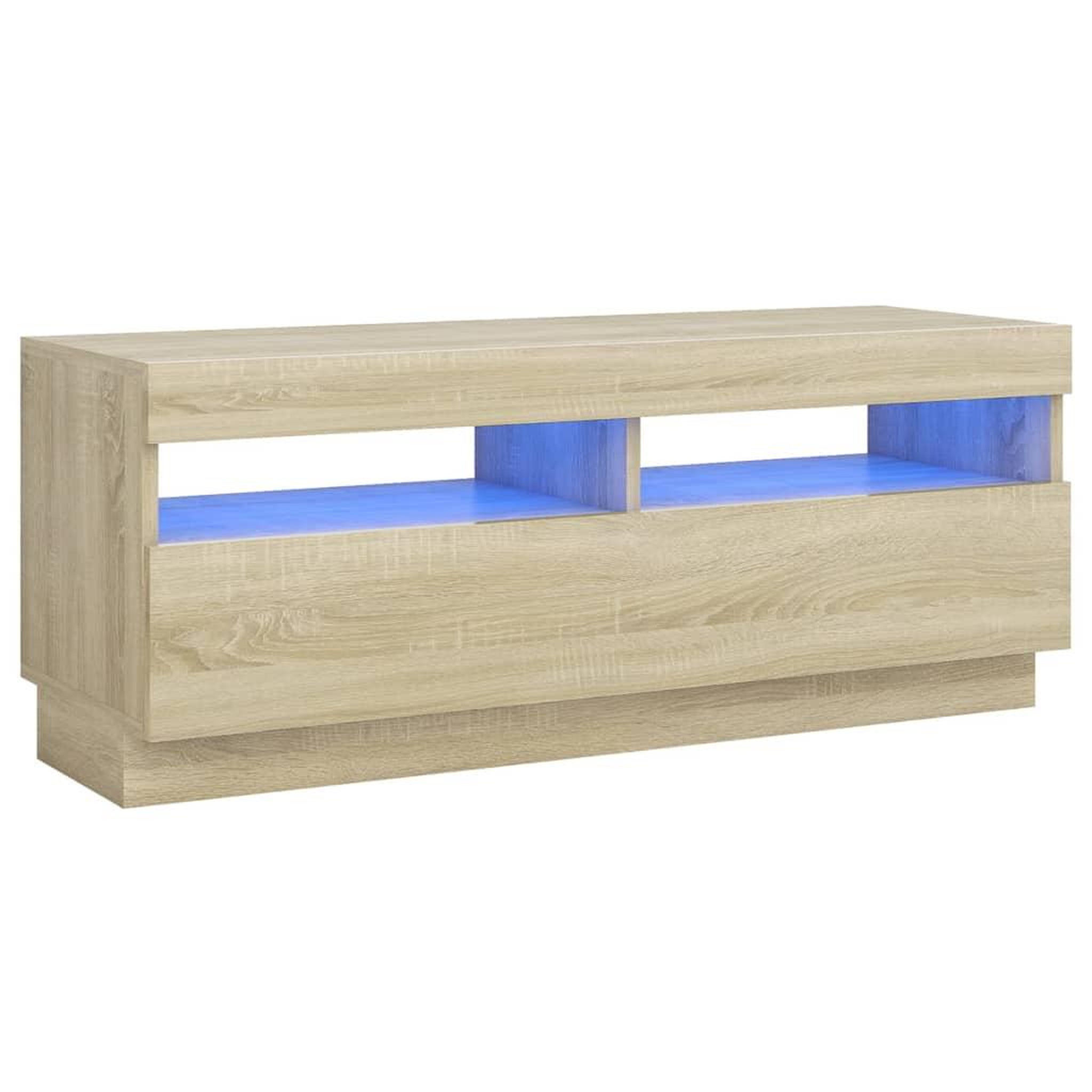 Voir la diapositive 2 : VIDAXL Meuble TV avec lumieres LED chene sonoma 100x35x40 cm
