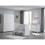 Paris Prix Pack - Lit Bébé 60x120cm, Commode & Armoire  Erik  Blanc