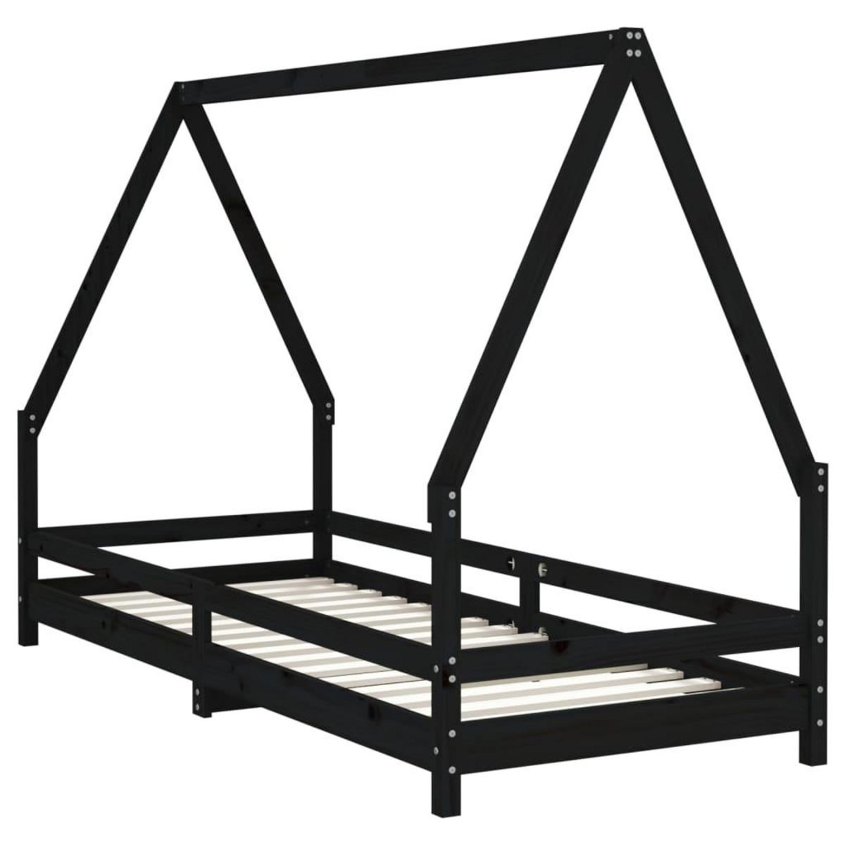 VIDAXL Cadre de lit pour enfants noir 90x200 cm bois de pin massif